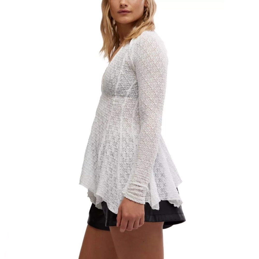 Free People Sheer Lace Button-Front Top – Ivory | Size M | NWT - Picture 5 of 10